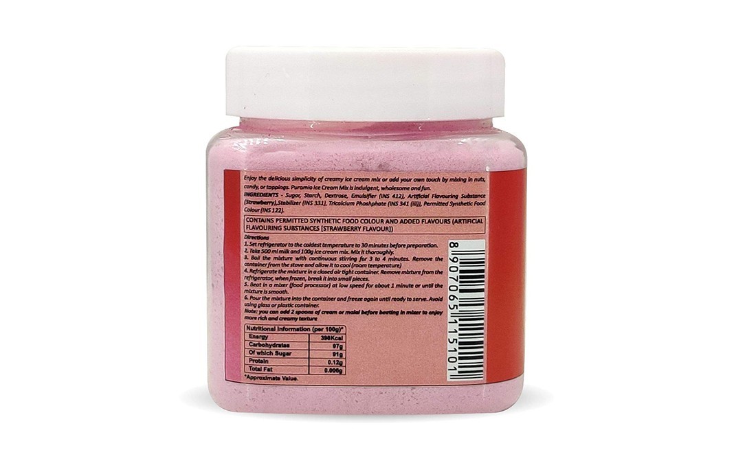 Puramio Ice Cream Mix Strawberry   Plastic Jar  250 grams